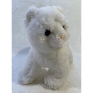 2000 Toys R Us Animal Alley White Kitty CAT Plush Stuffed Kitten Blue Eyes EUC